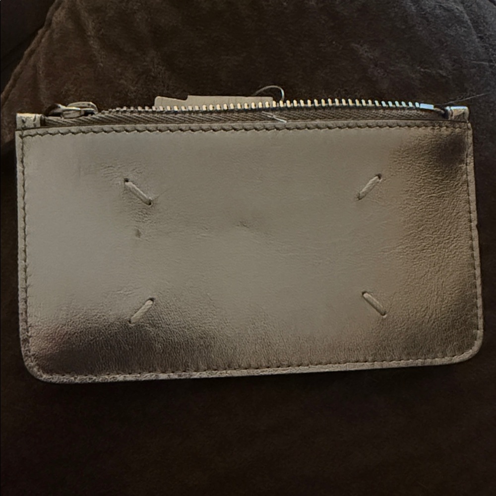 Maison Margiela Silver Zip Leather Card Holder